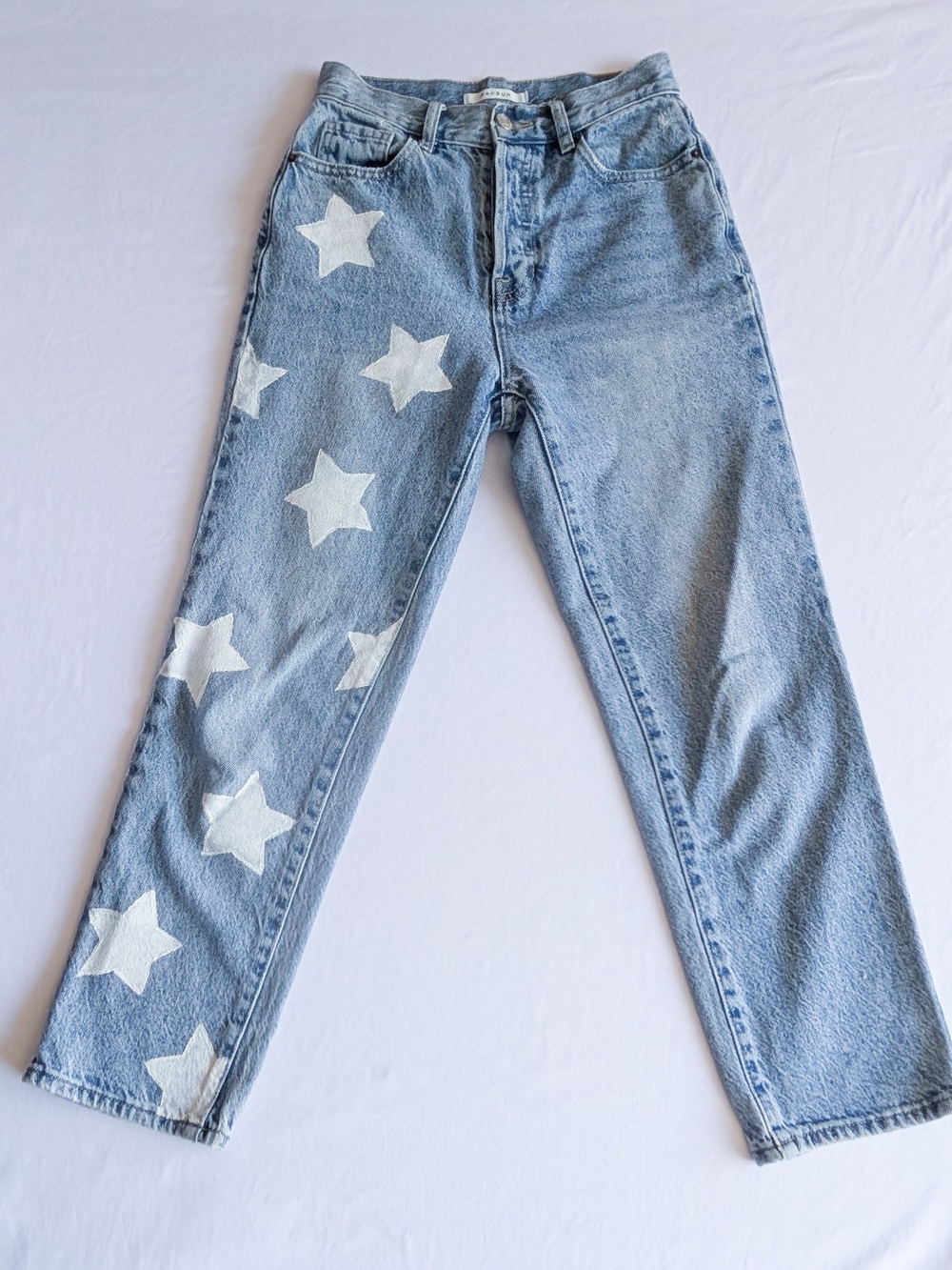 PacSun Womens 90s Boyfriend Jeans Sz 24 High Rise Light Wash Straight Leg Stars